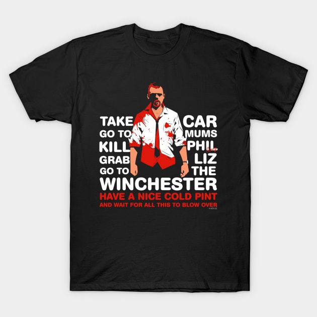 Shaun of the Dead - Go to the Winchester and wait for all this to Blow Over v2 T-Shirt by Meta Cortex